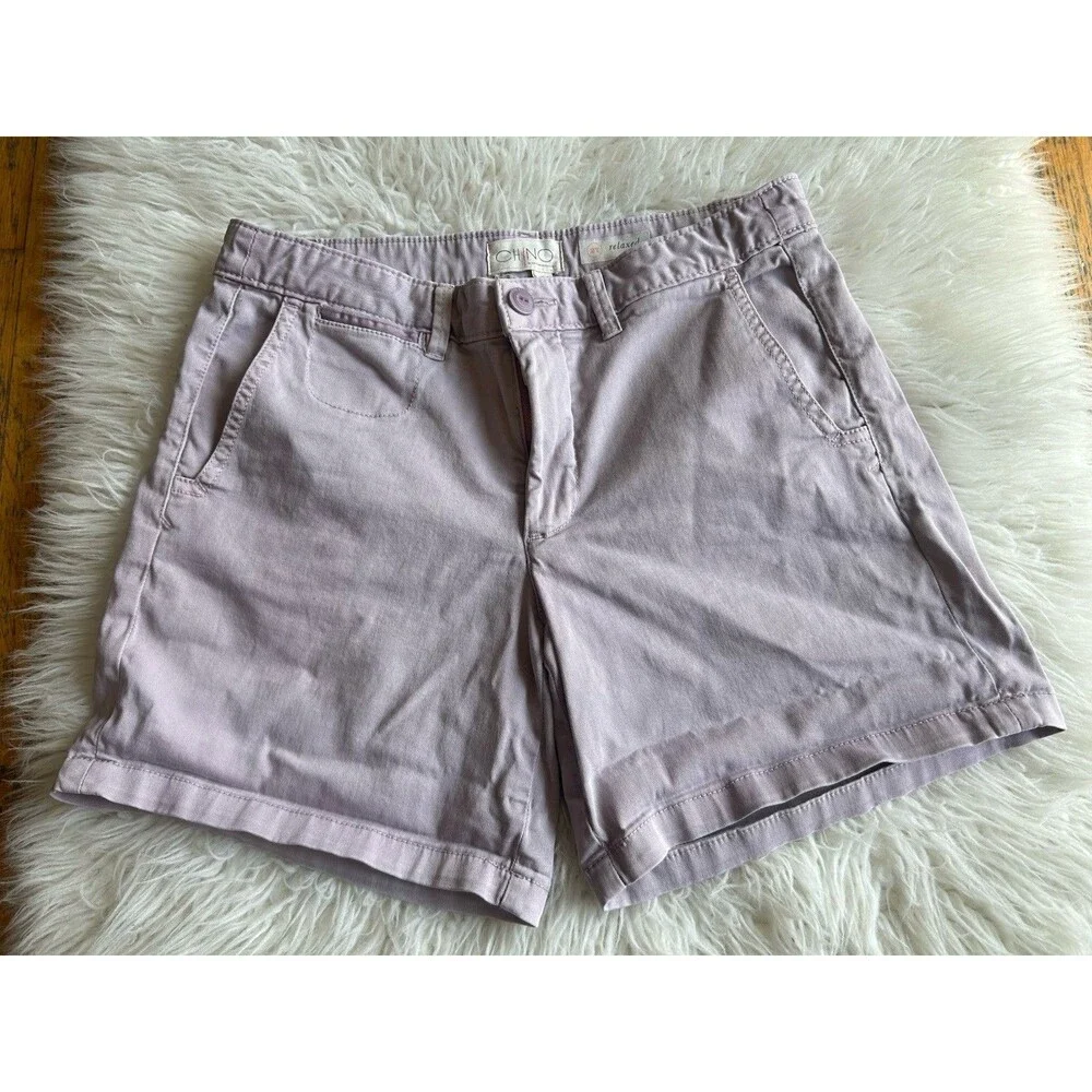 Anthropologie Chino 27 Relaxed Shorts Lilac Khaki Cotton Blend Summer - Picture 5 of 12